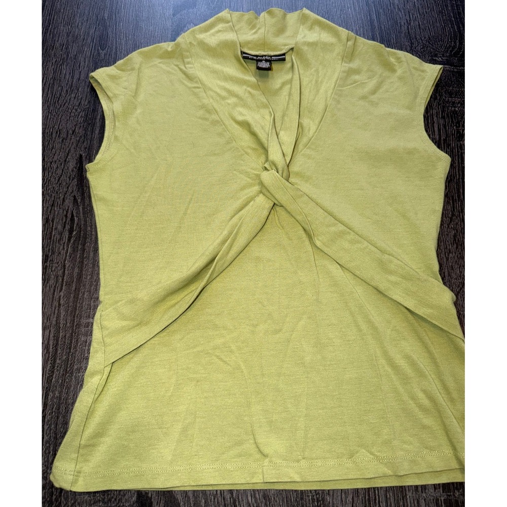 Ebby By Farinaz Taghavi Women's Green Knit Twist Neck Sleeveless Top Size S‎